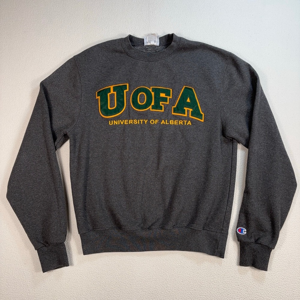 University Of Alberta‎ Champion Sweatshirt Mens S Gray Fleece Embroidery U of A